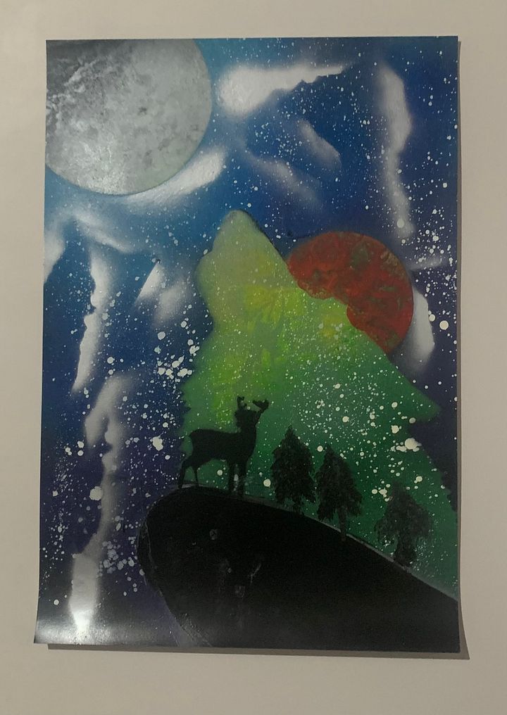 Wolf pray paint art product image (1)