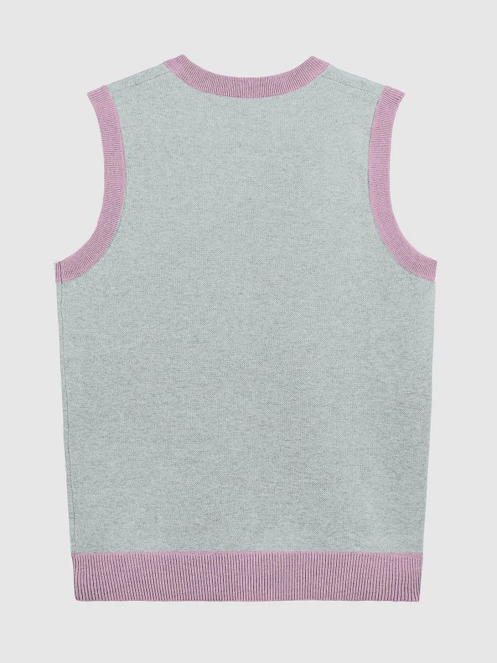 Cozy Moo Deng Love Knitted V-Neck Vest product image (6)