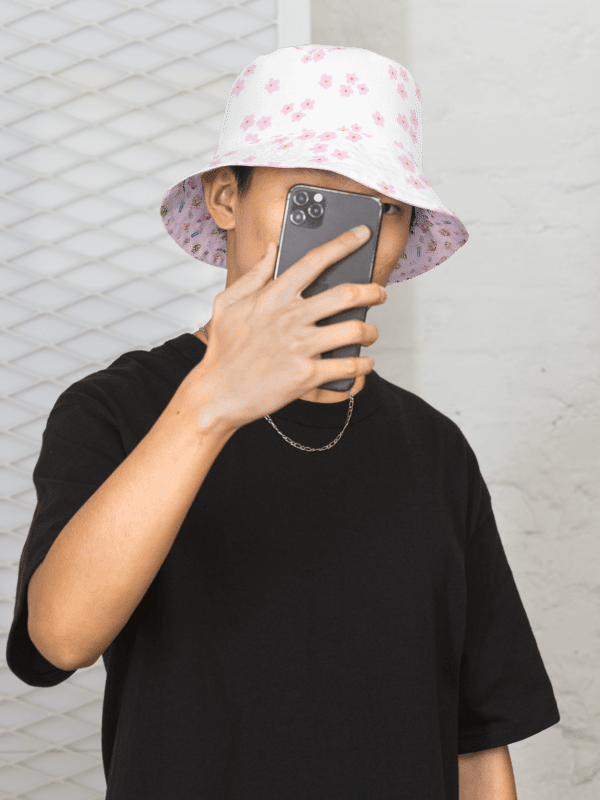 PINK DAISY COTTAGE PATTERN BUCKET HAT REVERSIBLE - Diesen Hut hat niemand ausser Dir ! product image (4)