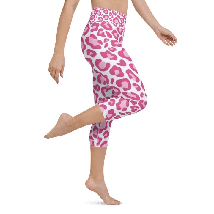 Pink Leopard Print Yoga Capri Leggings product image (1)