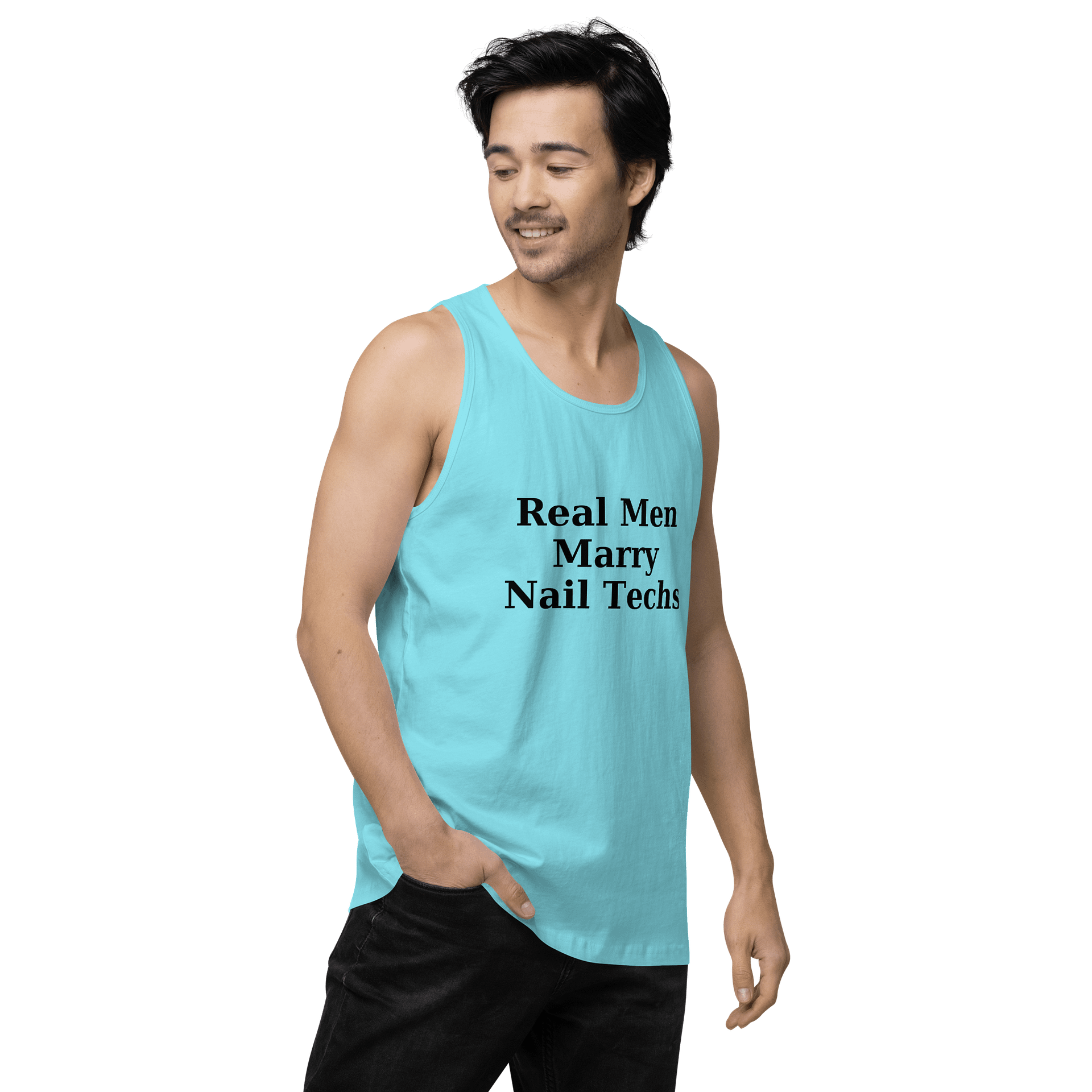 Real Men's Tank Top (black print) product image (24)