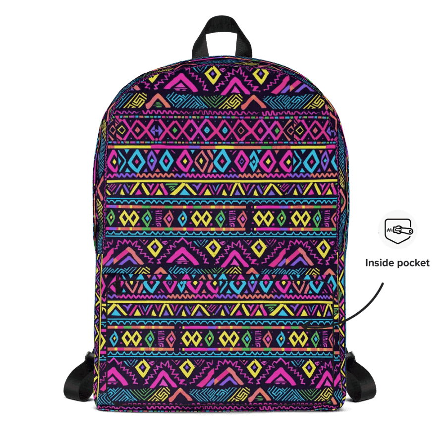 Neon Tribal Geometry Adventure Backpack product image (10)