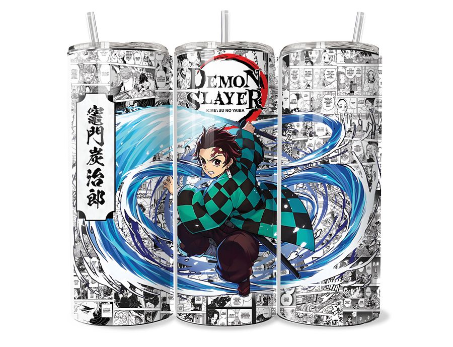 Demon Slayer - Tanjiro's Water Breathing Manga Tumbler - 20oz Stainless Steel product image (1)