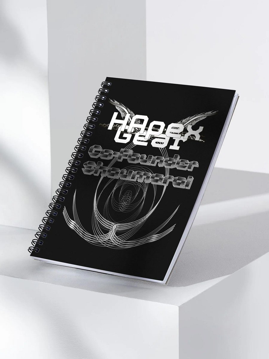 Spiral Notebook - Black - Co Founder Shaumarai - White HApex Gear White Logo product image (3)