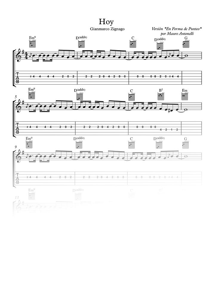 Hoy - Partitura + Tab + Acordes + Pista product image (1)