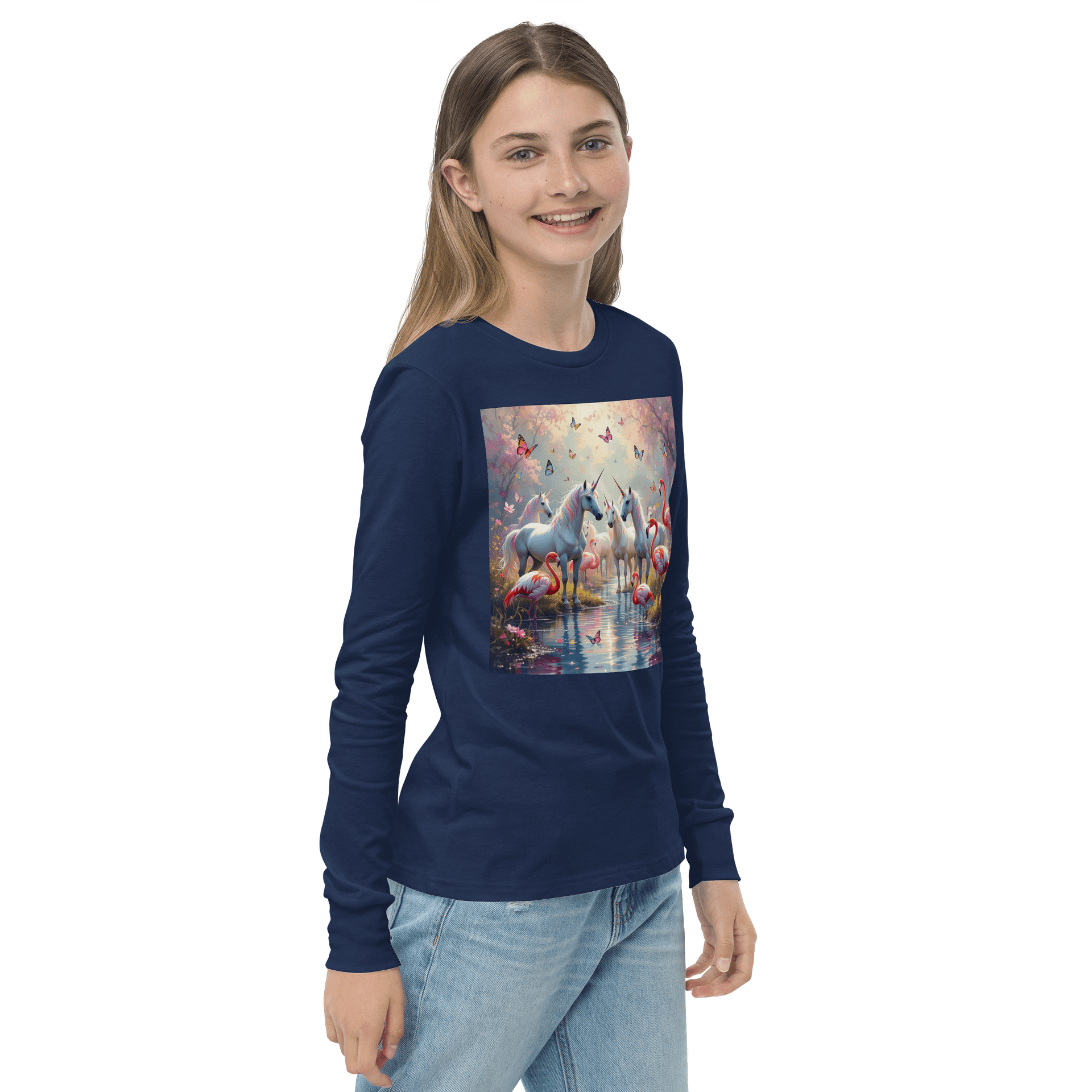 Enchanted Unicorn and Flamingo Youth T-Shirt product image (4)