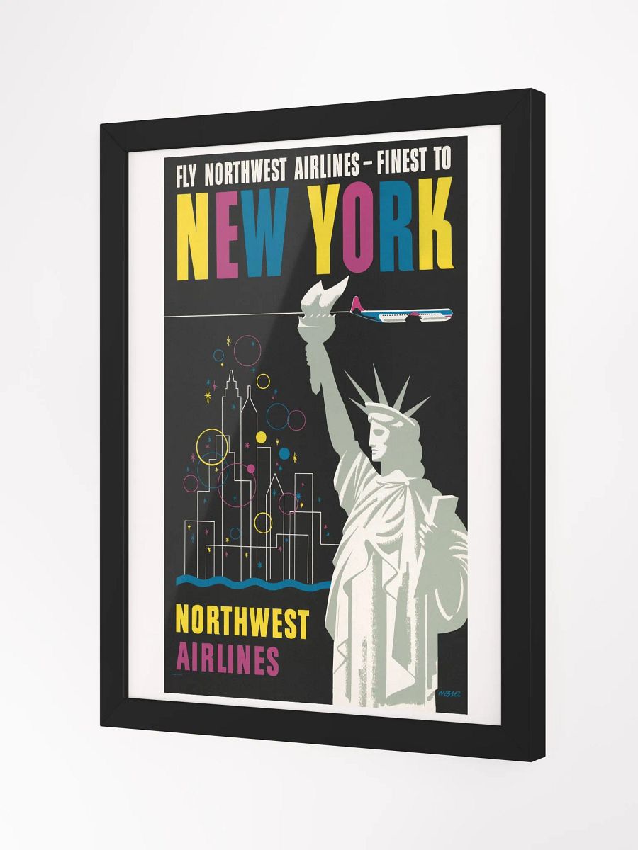 Framed Vintage Fly Northwest Airlines New York product image (15)