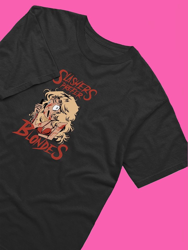 slashers prefer blondes black t-shirt product image (2)
