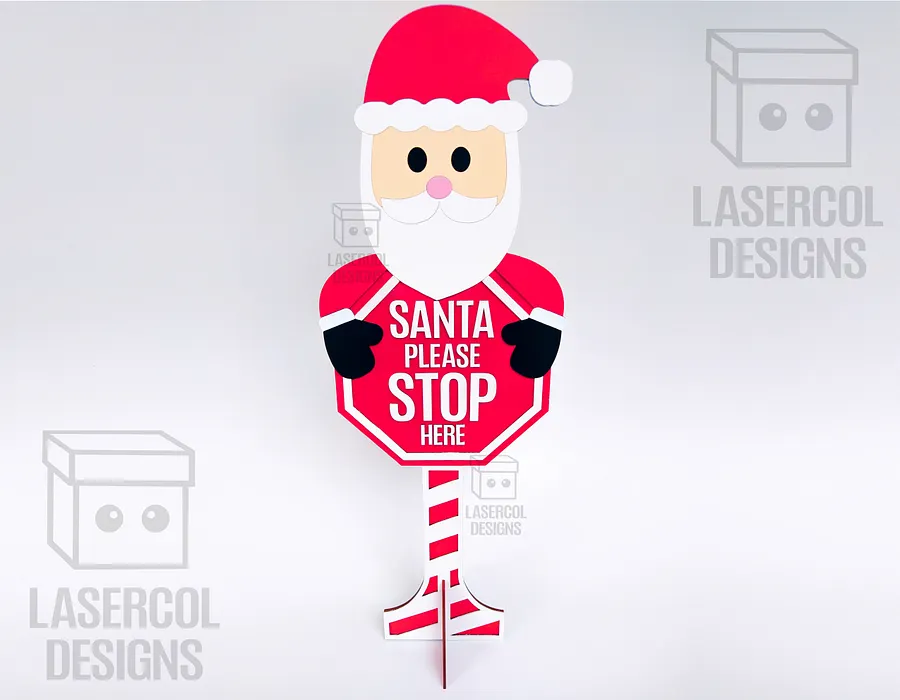 Santa Please Stop Here Sign (Santa) - Laser Cut Files product image (5)