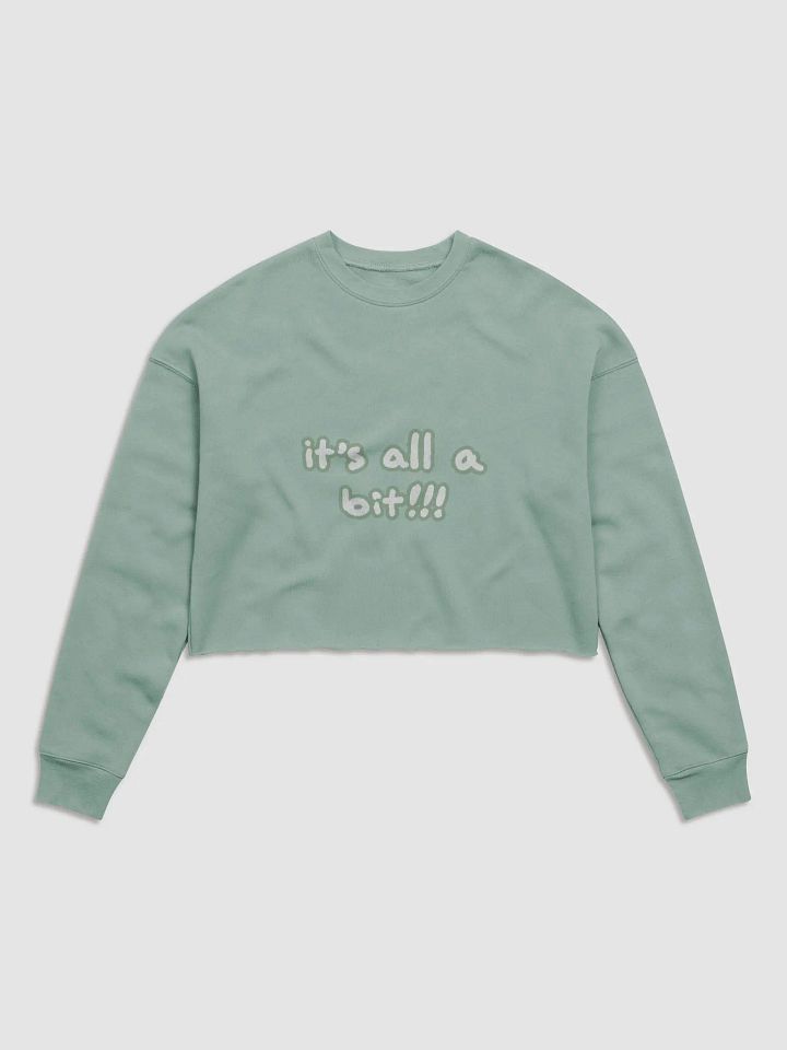 “It’s all a bit!!!” (sm. lined design, #96B697) Women's Fleece Crop Sweatshirt product image (10)