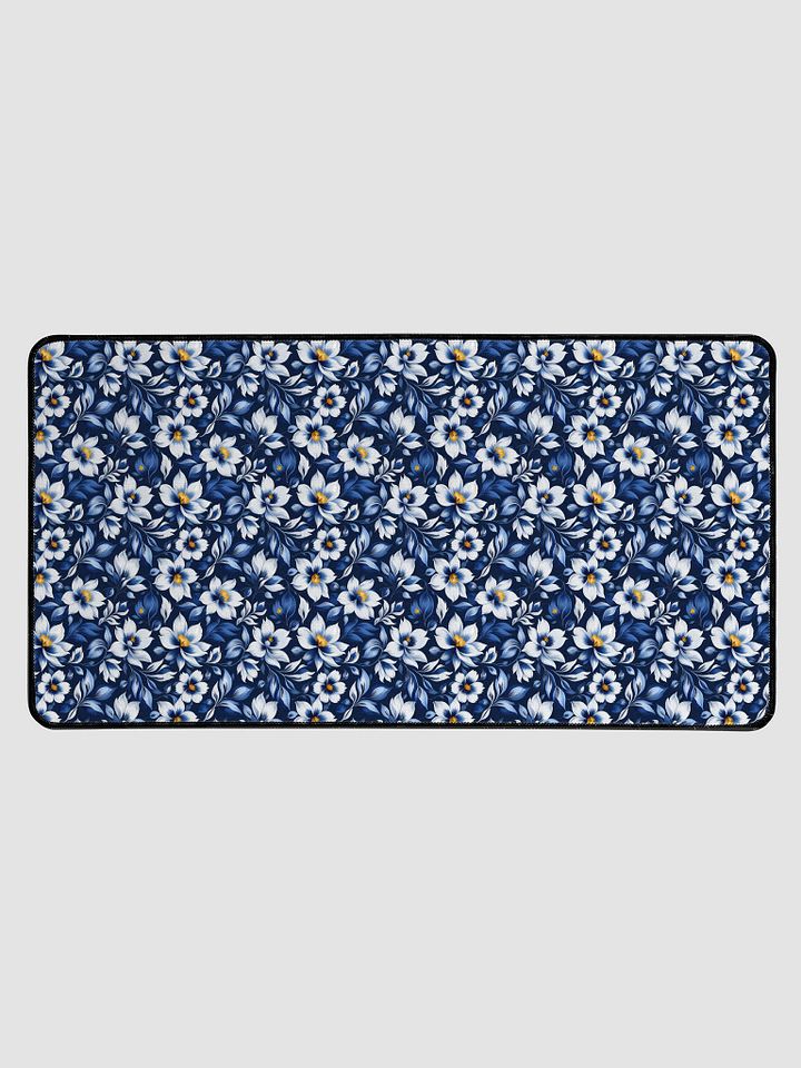 Desk Mat (31.5x15.5 inches) - White and Blue Floral Pattern product image (1)