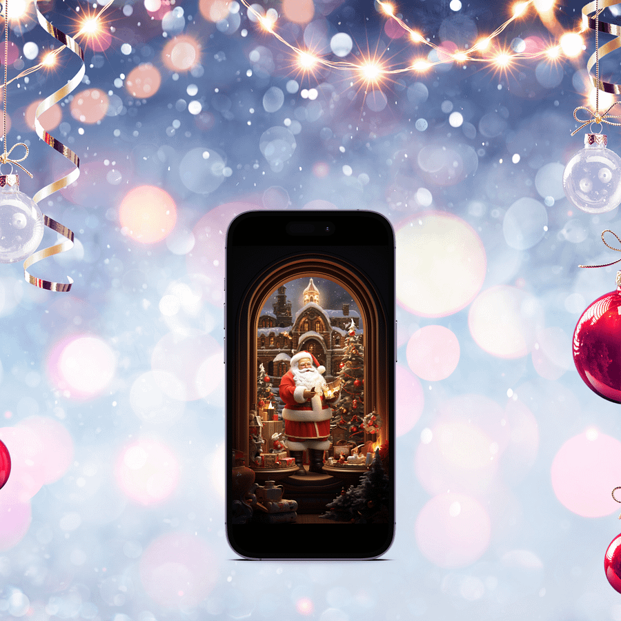 Festive 3D Christmas Wallpaper Pack - Elevate Your Smartphone with Four Merry Holiday Backgrounds for Lock Screen and Wallpaper product image (4)