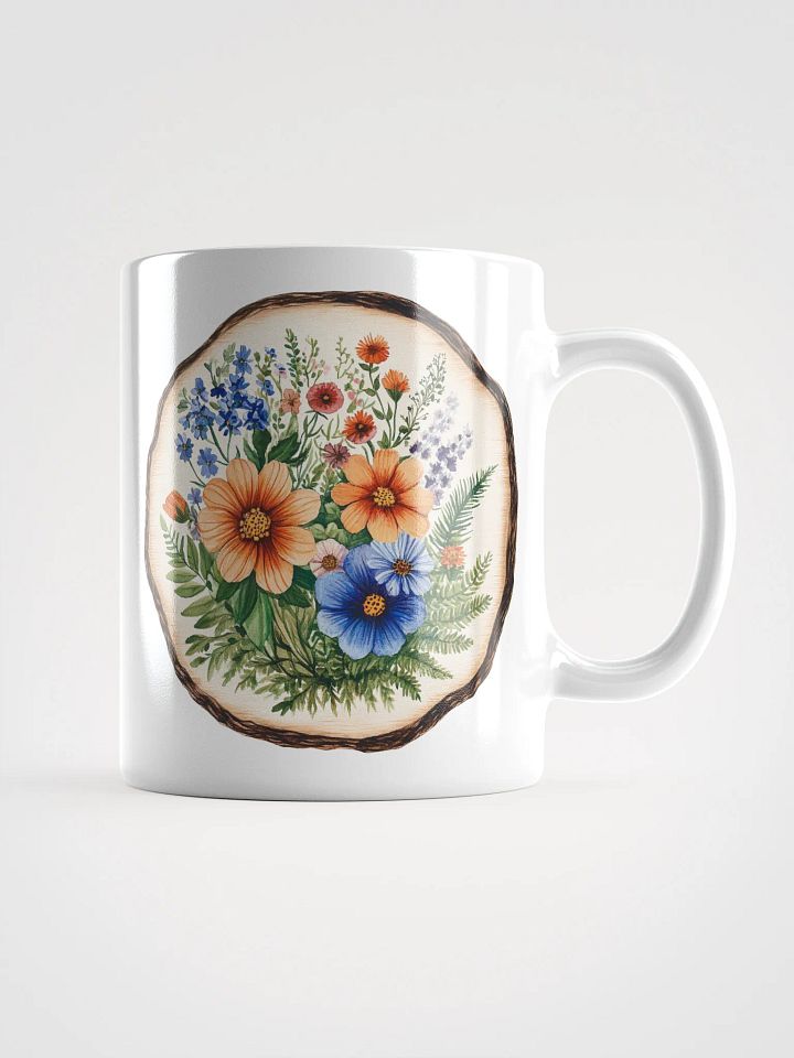 Blue Wildflower Round Wood Art Ceramic Mug product image (2)