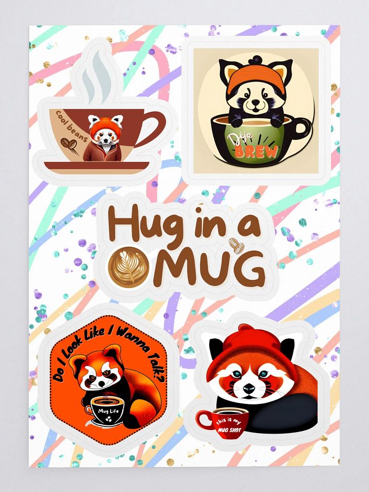 Funny Sarcastic Red Panda Coffee 5 Piece Sticker Sheet product image (1)