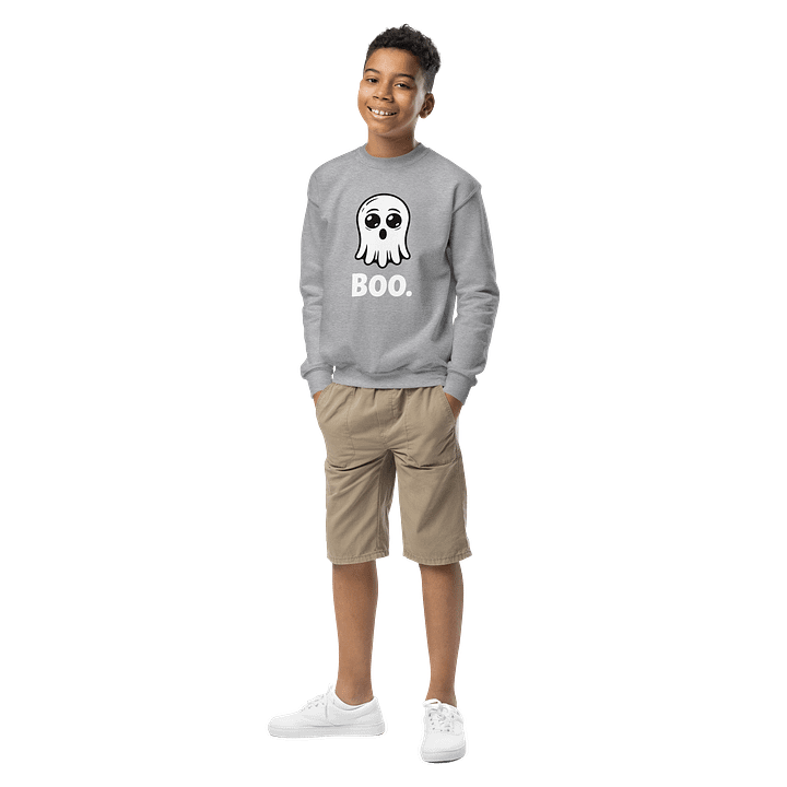 Adorable “Boo” Ghost Halloween Sweatshirt – Cozy Spooky Cute Crewneck product image (2)