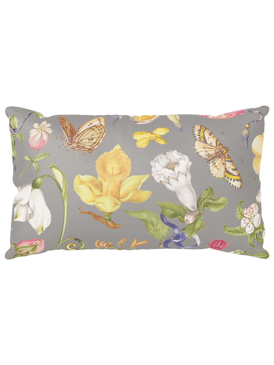 Vintage-Inspired Floral & Butterfly All-Over Print Pillow – Gray product image (15)