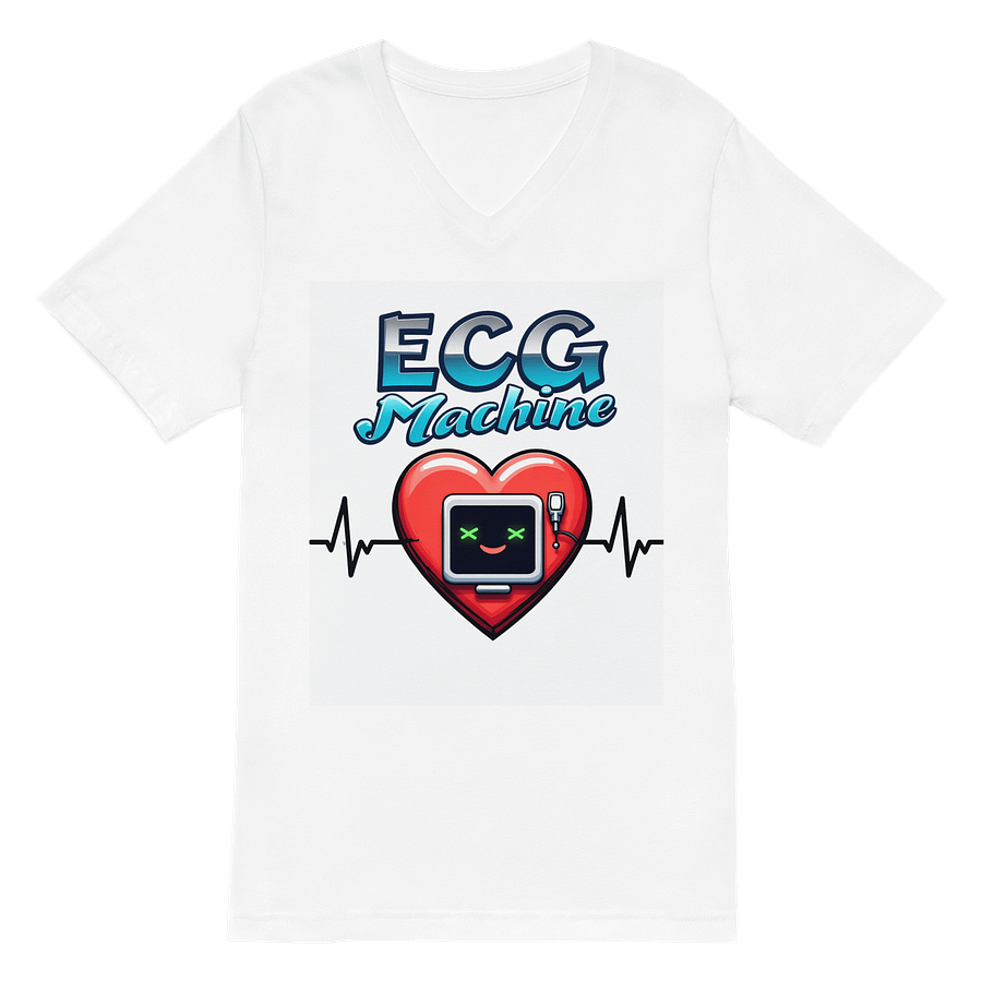 Smiling Heart ECG Machine V-Neck Tee product image (2)