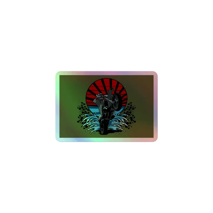 Motorbike wheelie - holographic kisscut sticker product image (1)