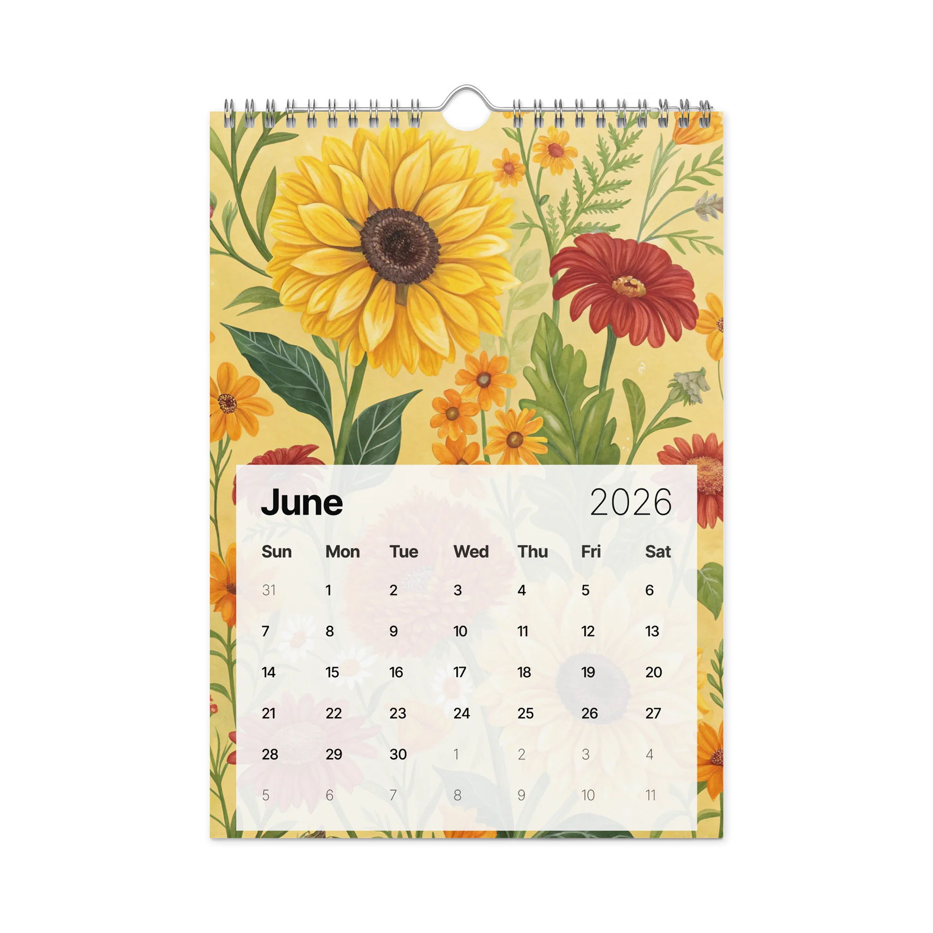 Blooming Seasons – Floral Patterned Wall Calendar 2026 (Gouache Art Edition) product image (8)