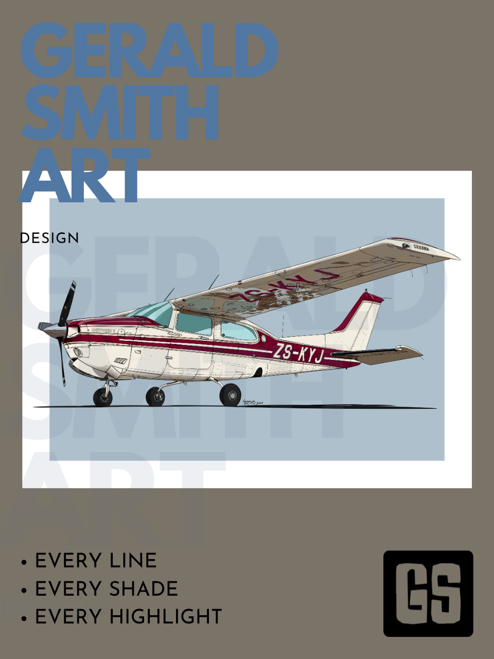 Cessna 210 ZS-KYJ Digital Printable Aviation Art Illustration Perfect Gift for Pilots & Enthusiasts product image (5)
