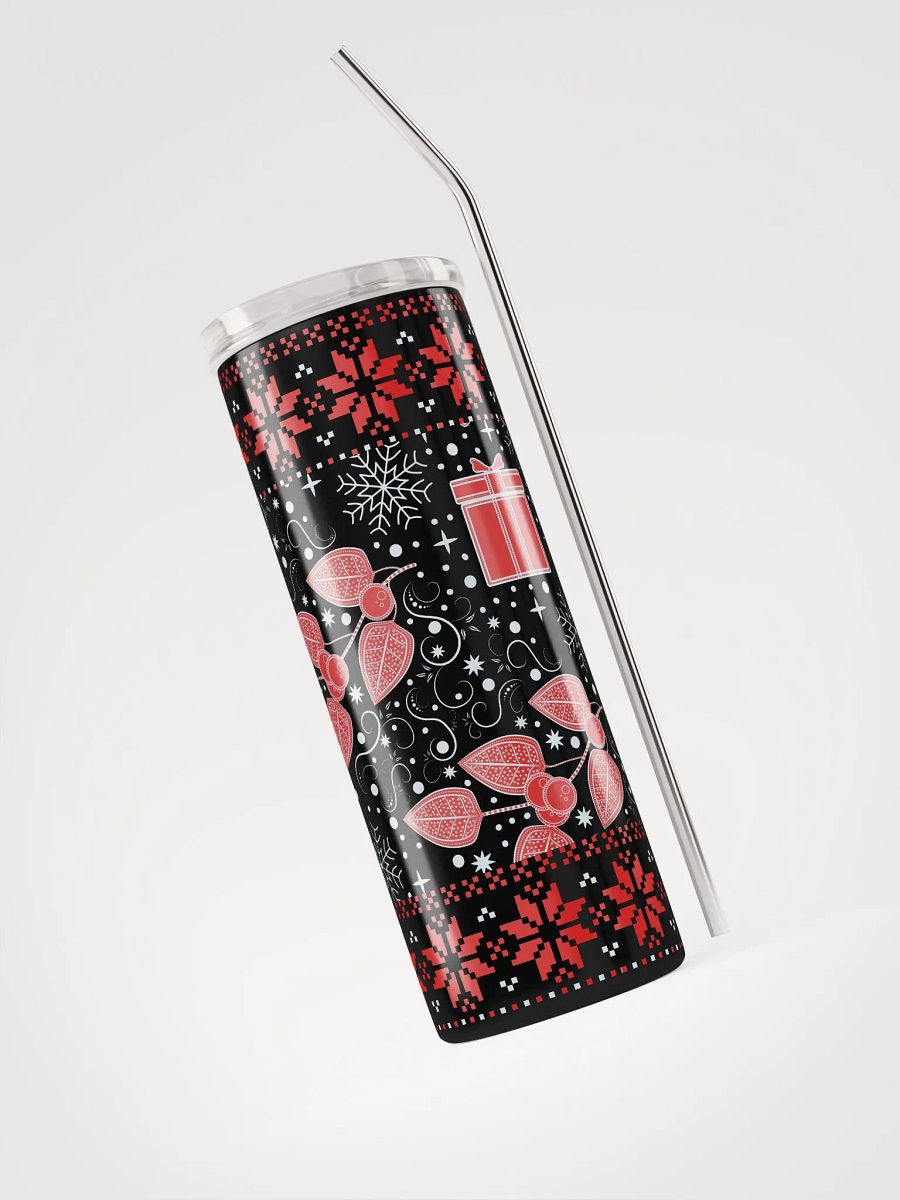 Festive Holiday Floral Tumbler with Snowflake Design