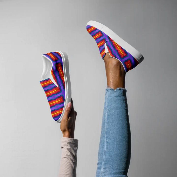 Vivid Mosaic Pattern -Women's Slip-On Canvas Shoes product image (1)