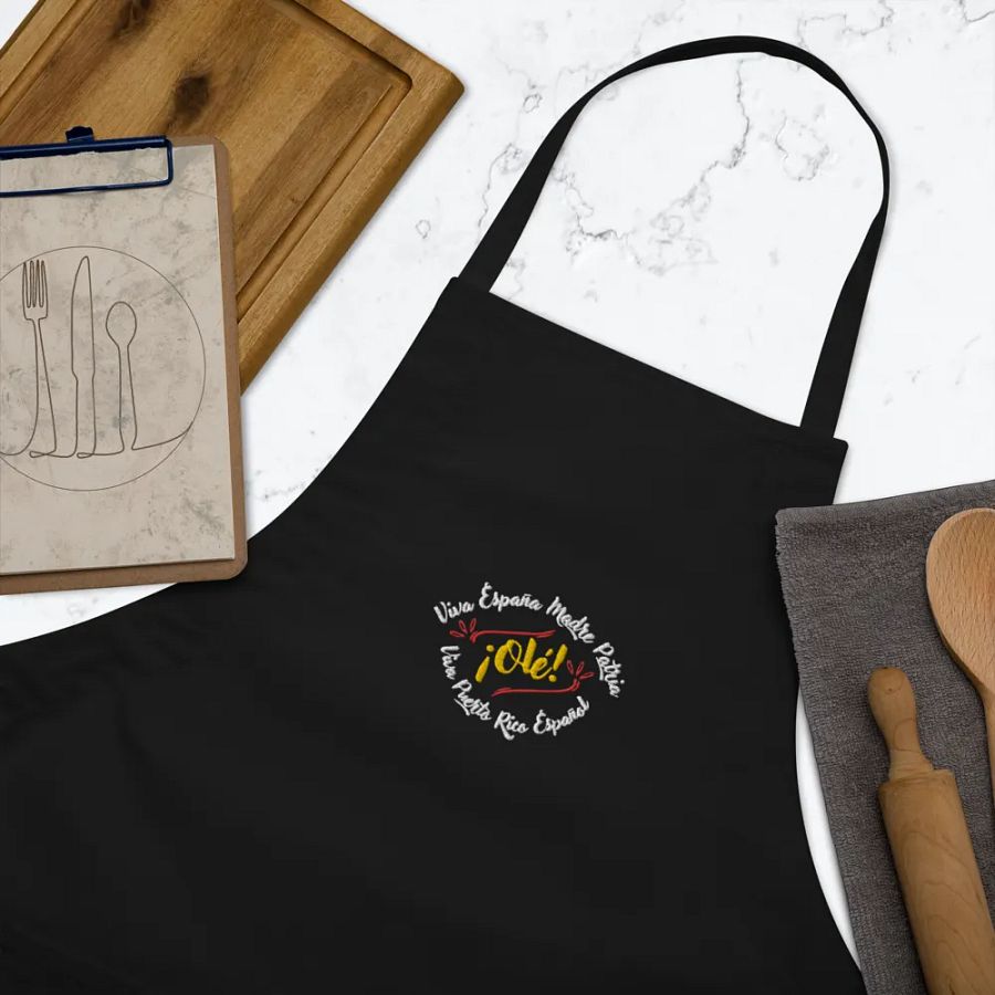 Delantal de cocina negro - Viva España Madre Patria y Puerto Rico español product image (6)