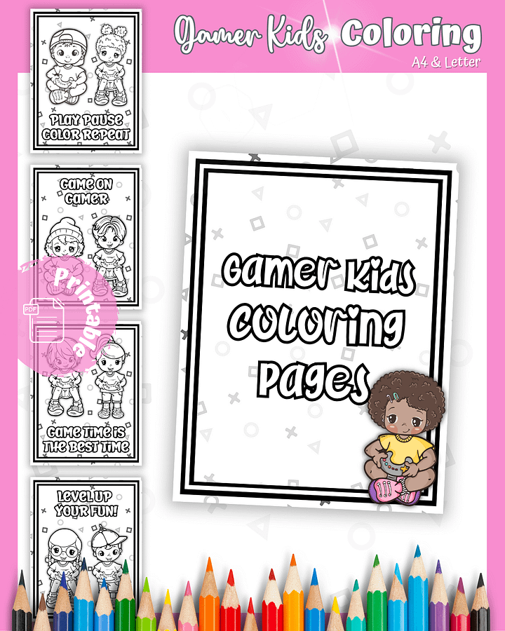 Level Up Your Imagination - Gamer Kids Coloring Pages product image (1)