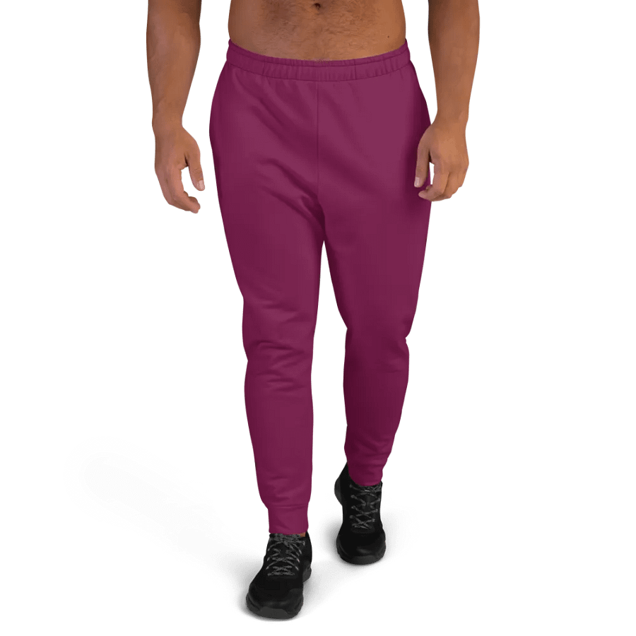 Plain Dark Burgundy Red True Summer Recycled Polyester Premium Men's Joggers by Treasure Pie product image (10)