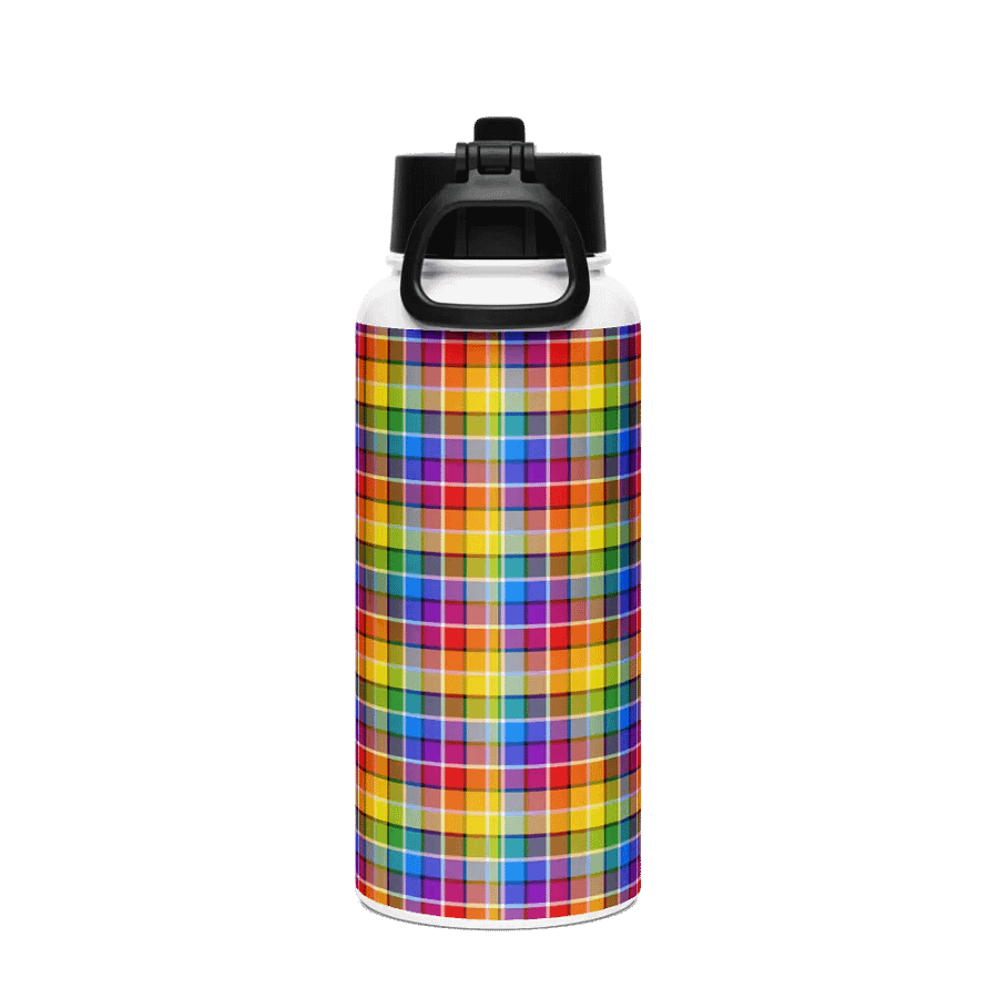 Bright Rainbow Plaid Water Bottle product image (3)