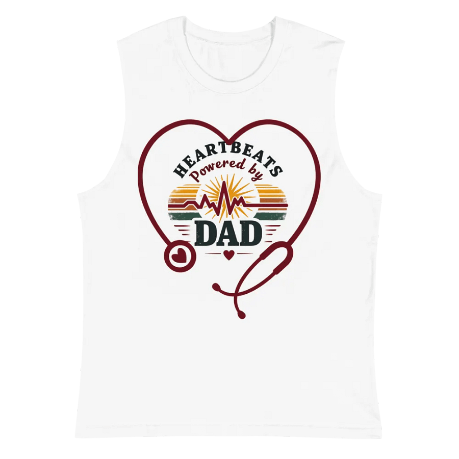 stethoscope heart, ekg Heartbeats Powered by Dad Muscle Tank product image (2)