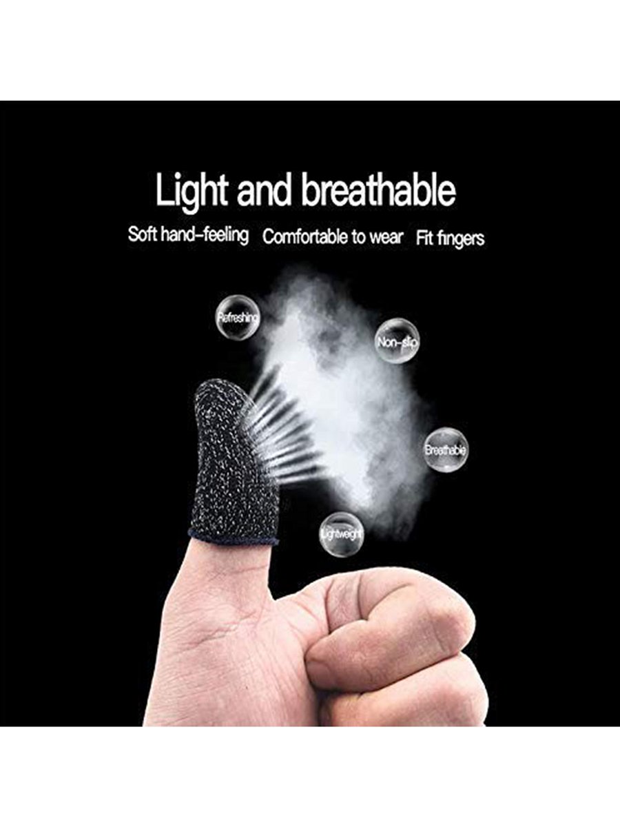 Finger Sleeves for Mobile Gaming ,PUBG, Free Fire Anti-Slip ( 4 CM Black ) Pack of 20 product image (5)