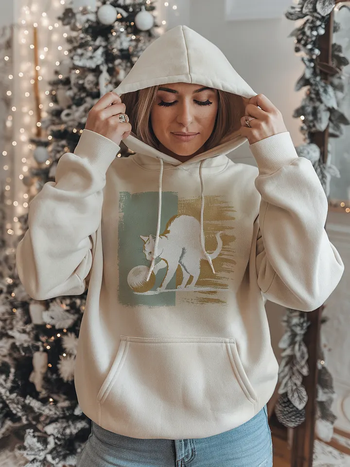 Holiday cat charm hoodie -regular Fit product image (1)