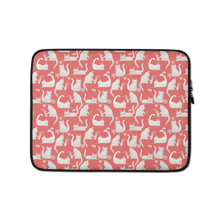 Bad Cats Knocking Stuff Over Patterned Laptop Sleeve, Pink product image (1)