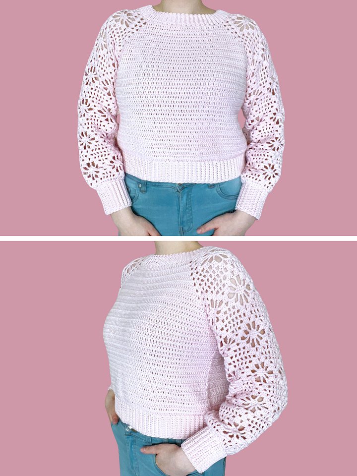 Crochet Pattern: Floral Diamond Sweater, Size M/L product image (2)