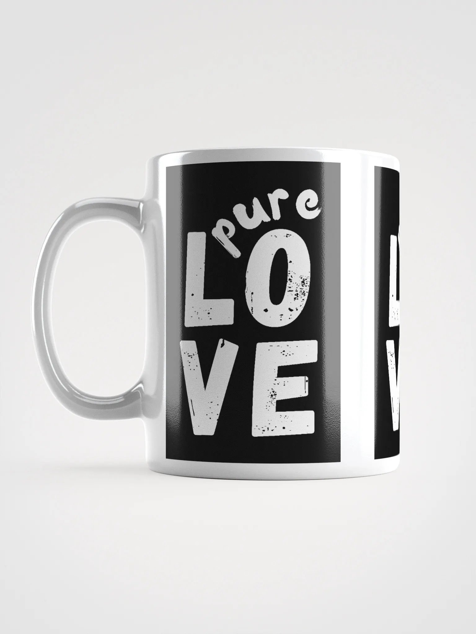 Pure LOVE Black and White on white glossy Mug product image (6)