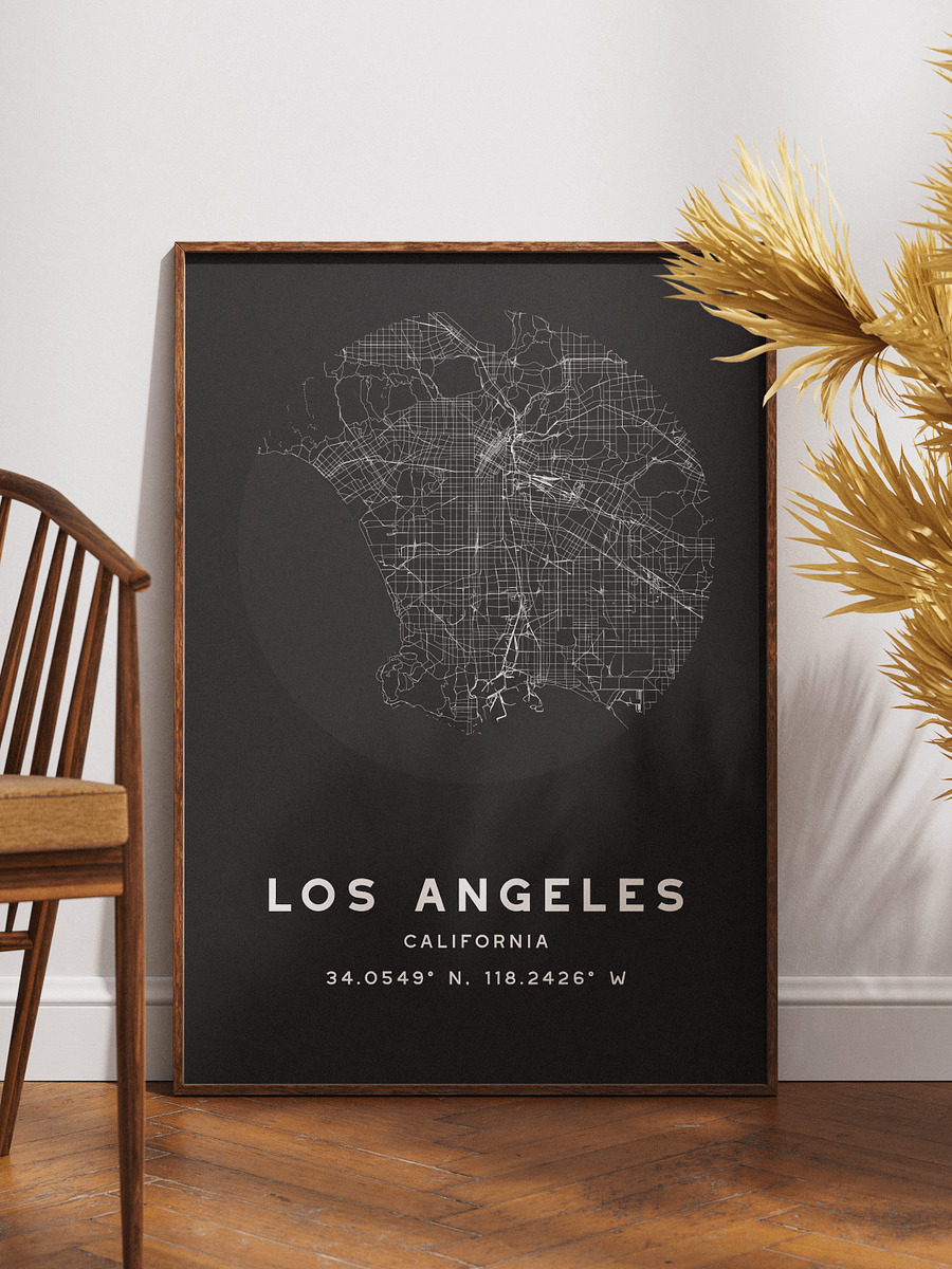 Los Angeles Street Map Poster – Black Minimalist Circular City Art product image (1)