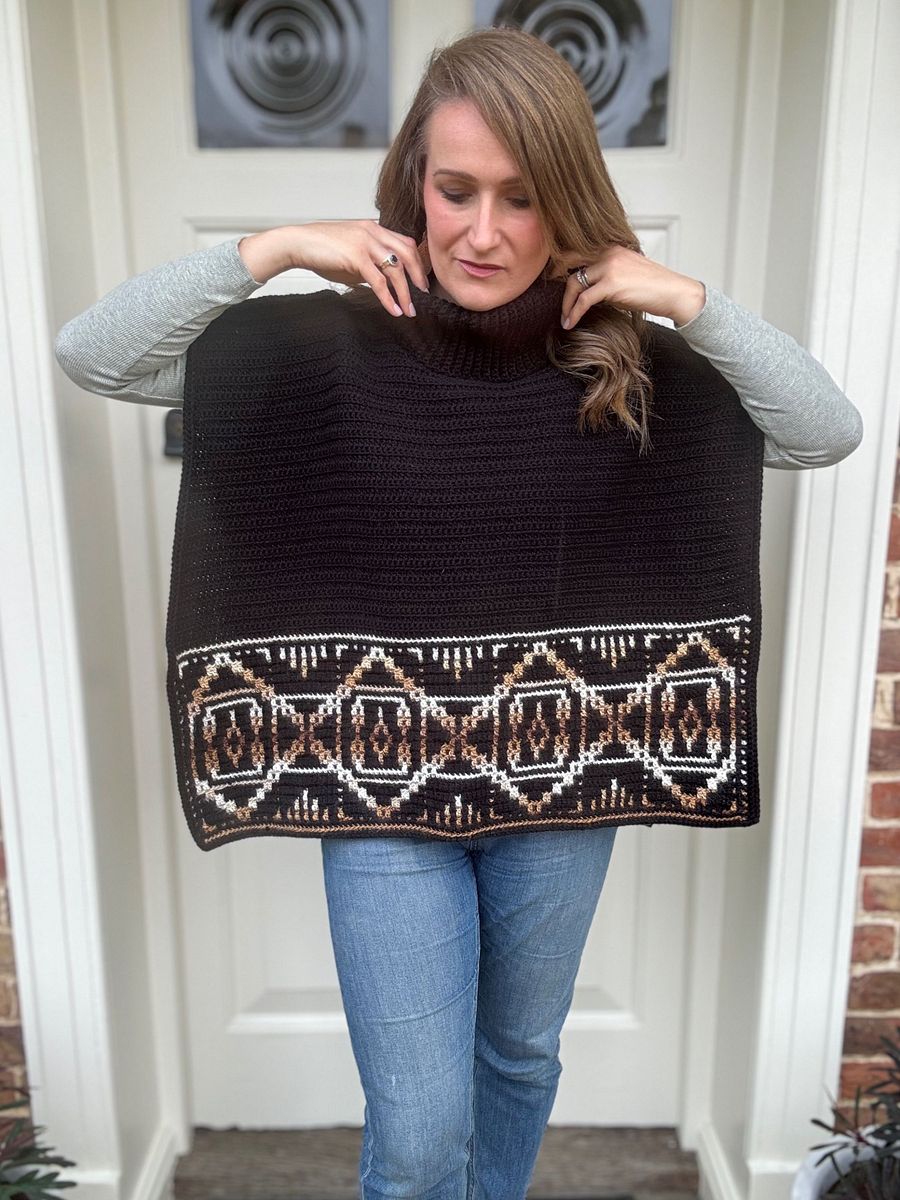 Labyrinth Poncho Adult Sizes XS to 5XL, Mosaic Crochet Poncho Pattern PDF product image (8)