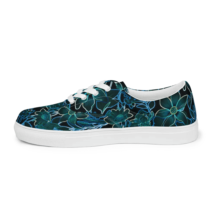Trippy Floral Teal /Women's Lace-Up Canvas Shoes by Allcolor product image (4)