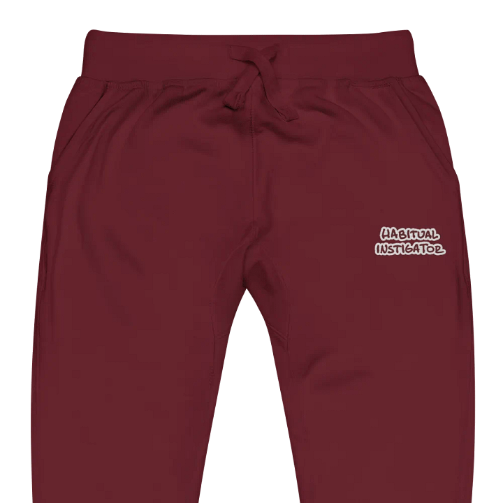 HABITUAL INSTIGATOR (maroon bubble design) embroidered fleece joggers product image (7)