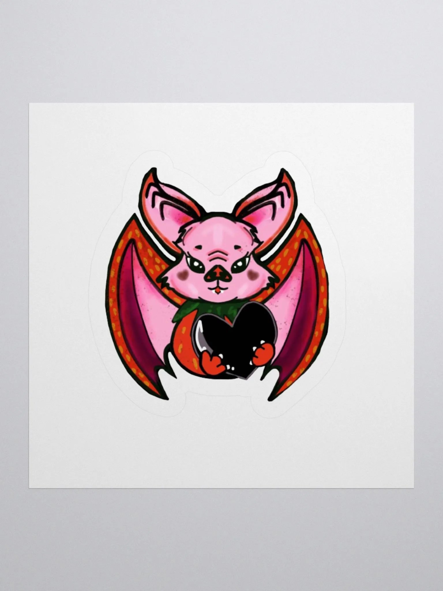 Feral Bat Heart Kiss Cut Sticker product image (1)