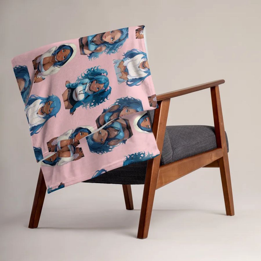 Blue-haired Anime Girl Throw Blanket product image (8)
