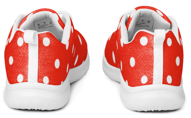White Polka Dots on Red Women's Athletic Shoes product image (6)