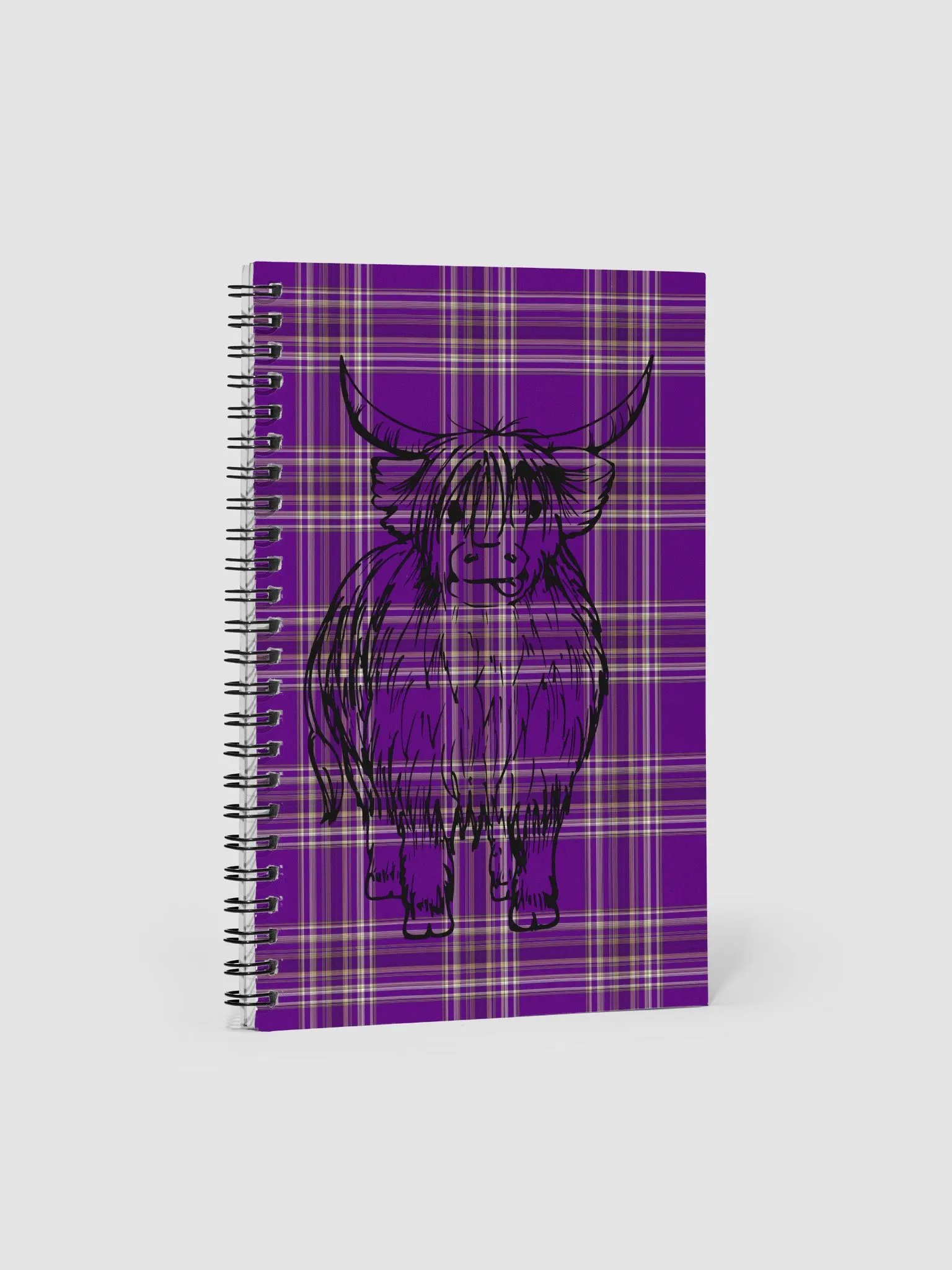 Highland Cow Plaid Dreams Spiral Notebook product image (1)