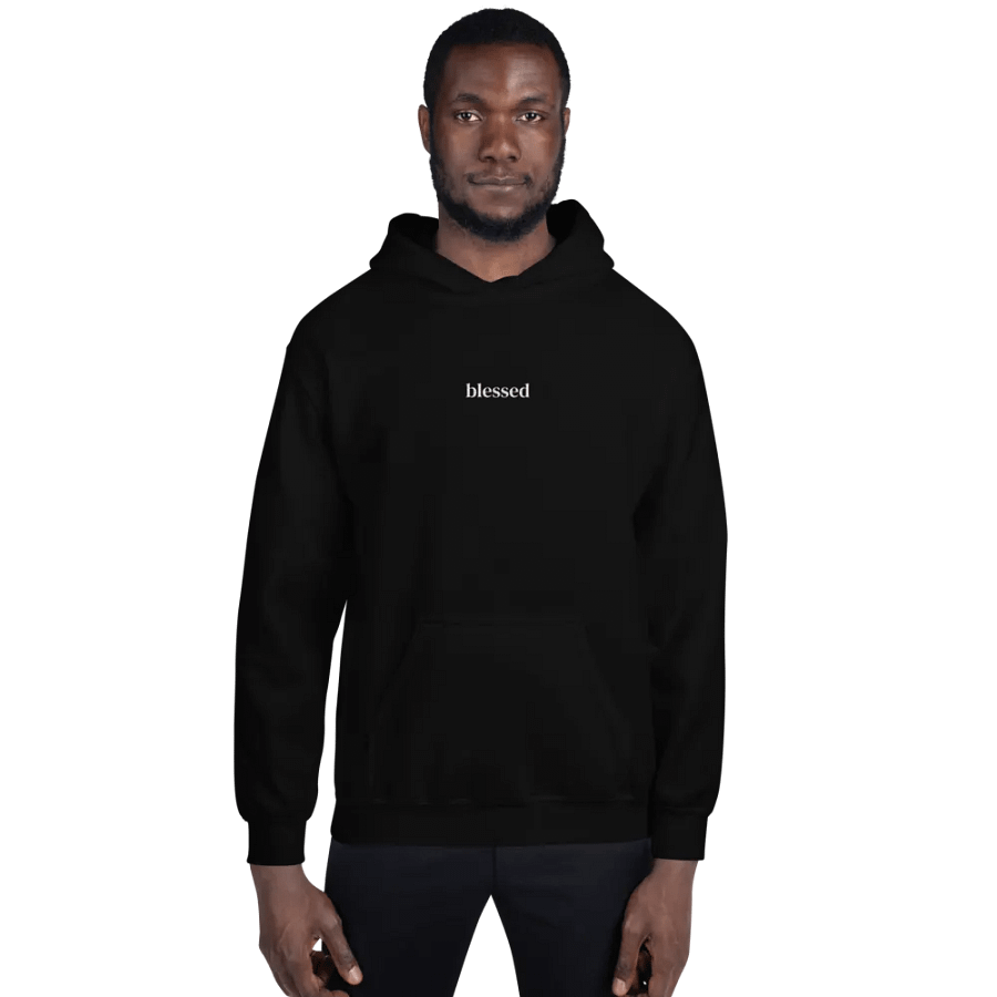 Minimalistic Unisex Blessed Embroided Hoodie (White Embroided) product image (7)