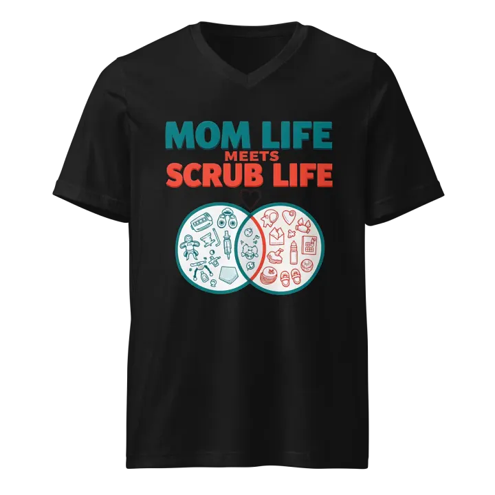 Mom Life Meets Scrub Life V-Neck Tee product image (1)
