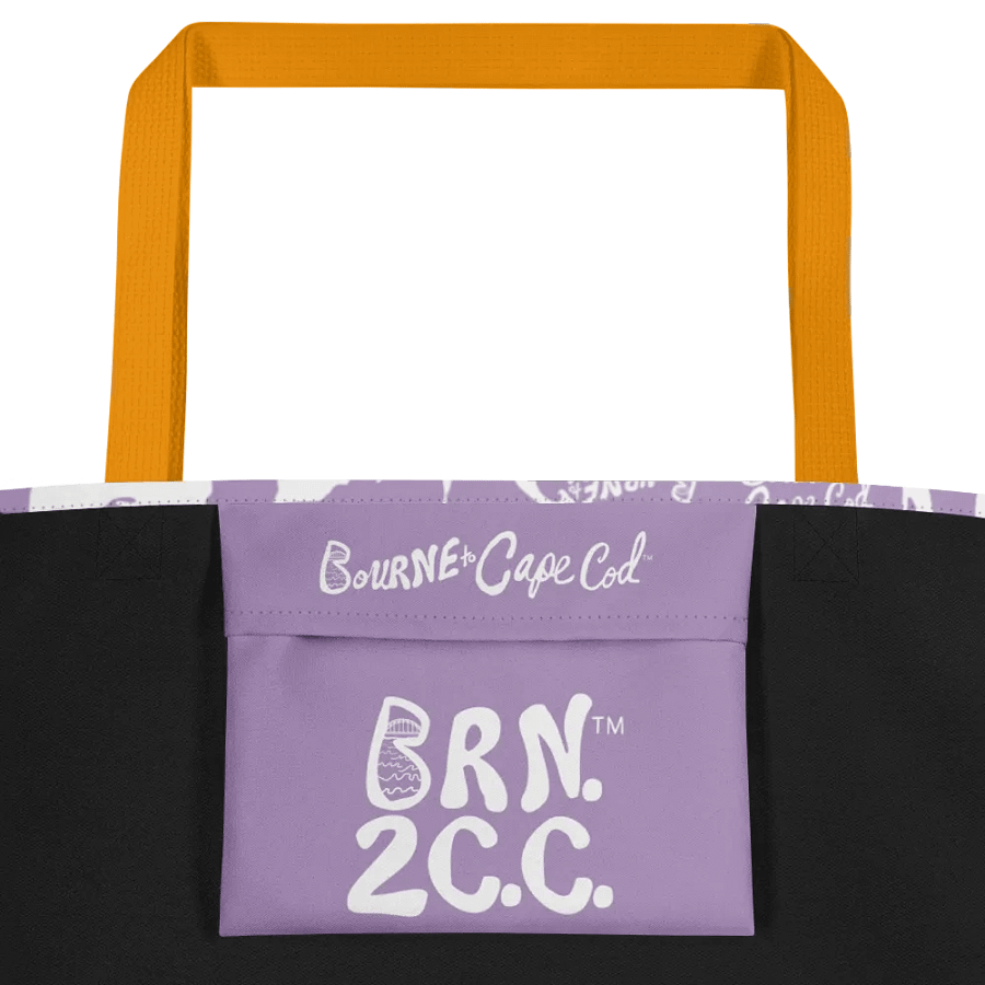 BOURNE to Cape Cod™ | Large Tote Bag with Pocket | Coastal Classic | All-Over Logo Print | White Logo Repeat on East Side Lavender product image (3)