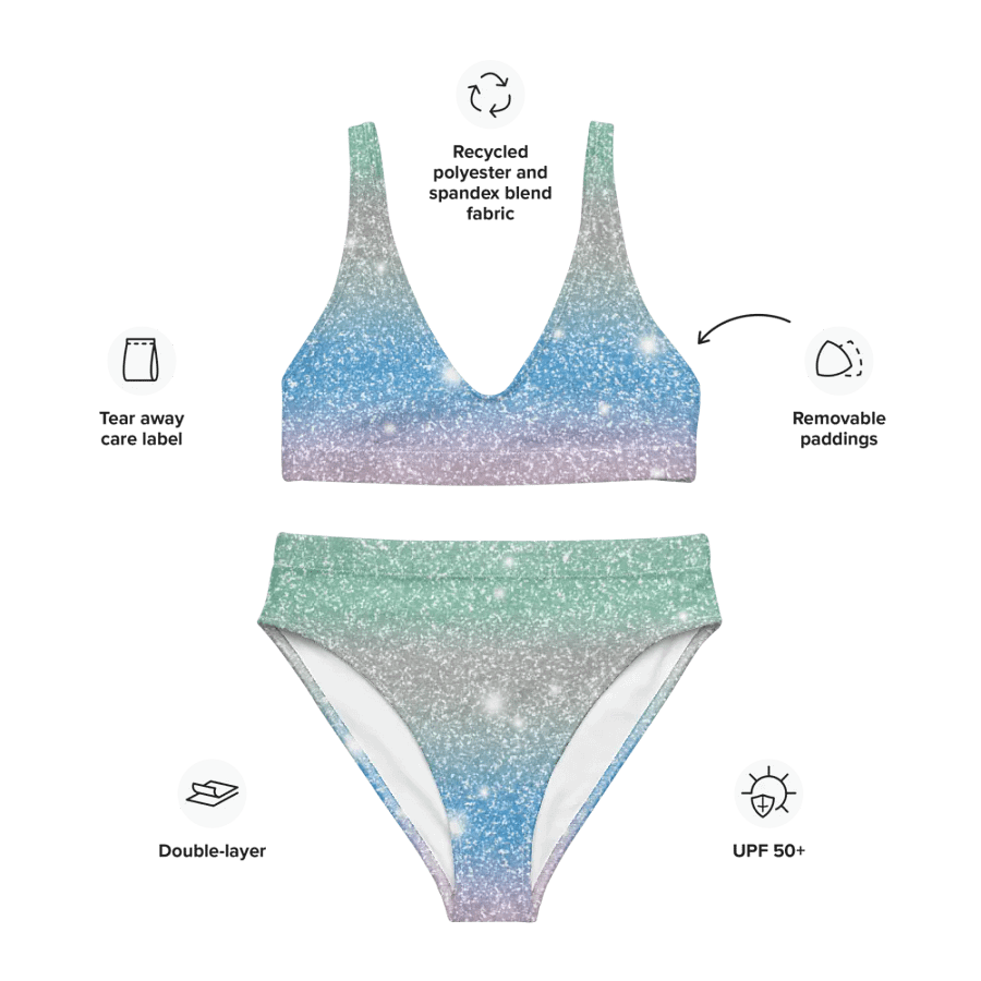 Glitter Unicorn Texture Design High Waisted Bikini (10) product image (3)