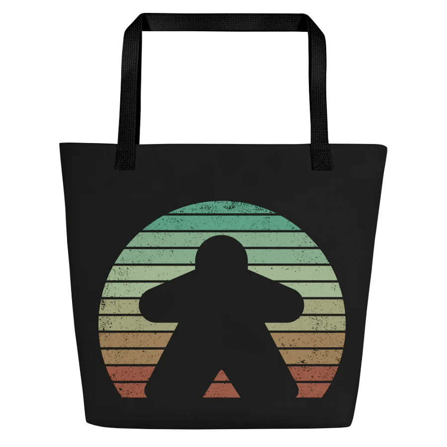 Retro Sunset Meeple Shoulder Tote Bag for Board Gamers product image (3)