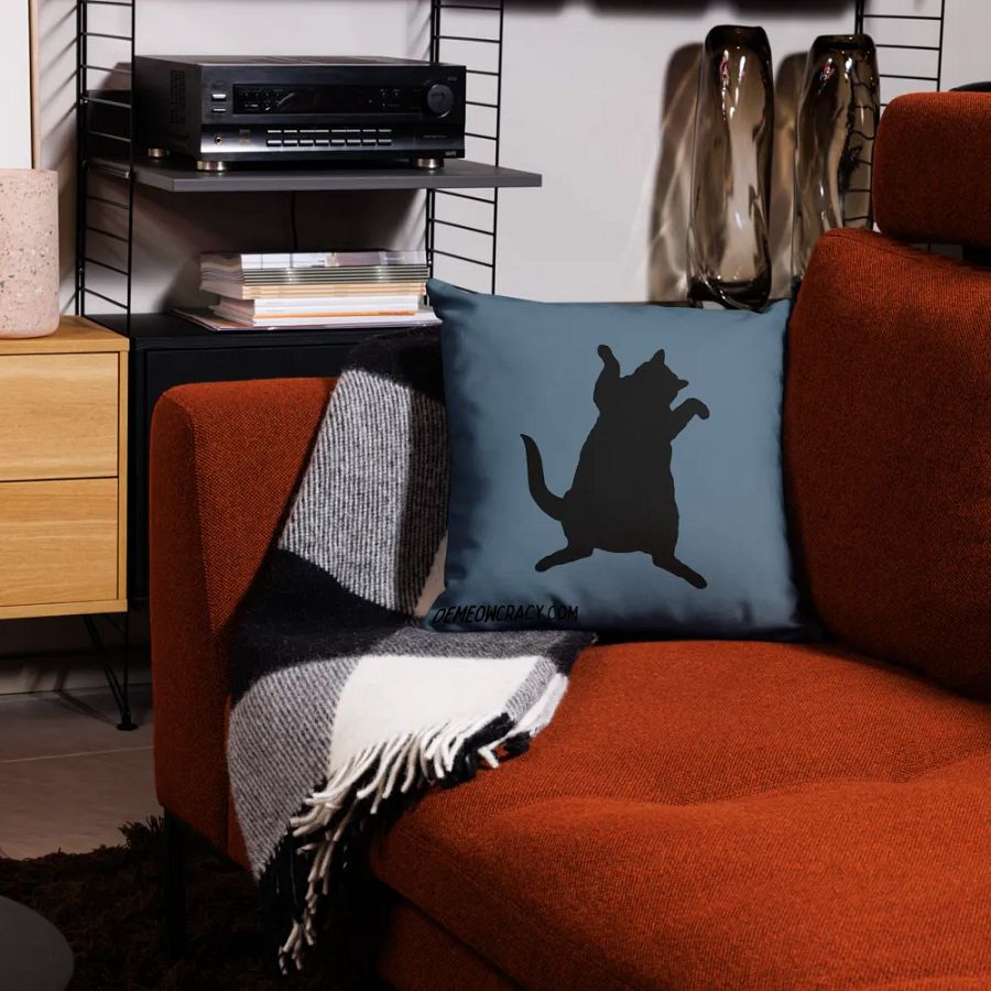 Dancing DeMeowcracy Kitties Reversible Pillow Cover - Slate Blue product image (3)